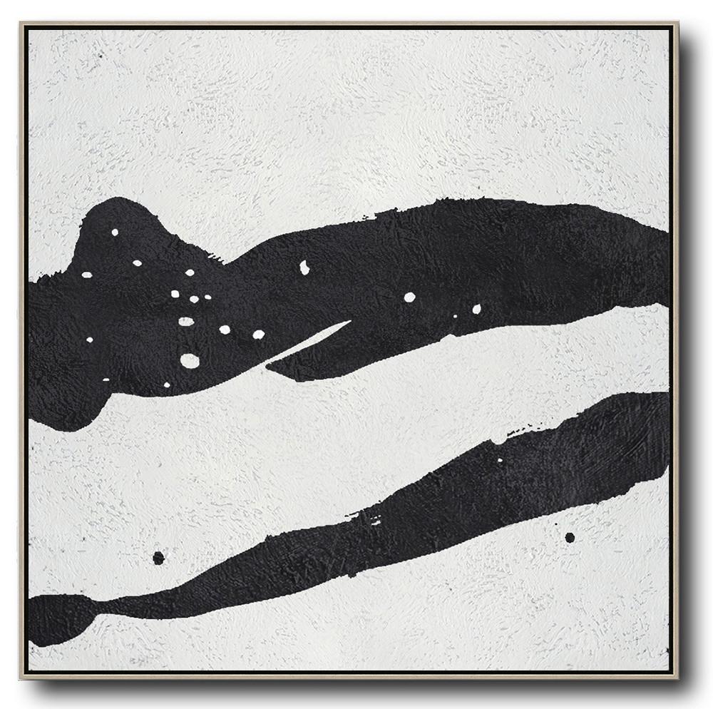 Minimal Black and White Painting #MN88A - Click Image to Close